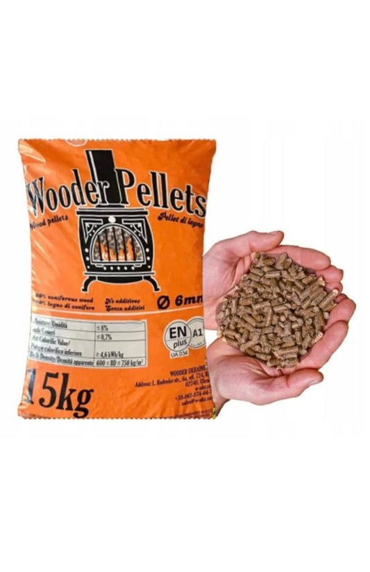 2 Paletten 15 kg Premium Holzpellets, ENplus A1/DINplus zertifiziert, 6 mm, Wooder 77x 15 kg 2310